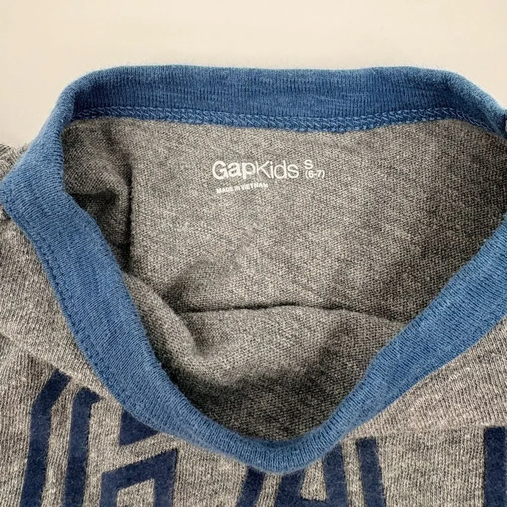GAP Kids Gray Tee with Blue Trim